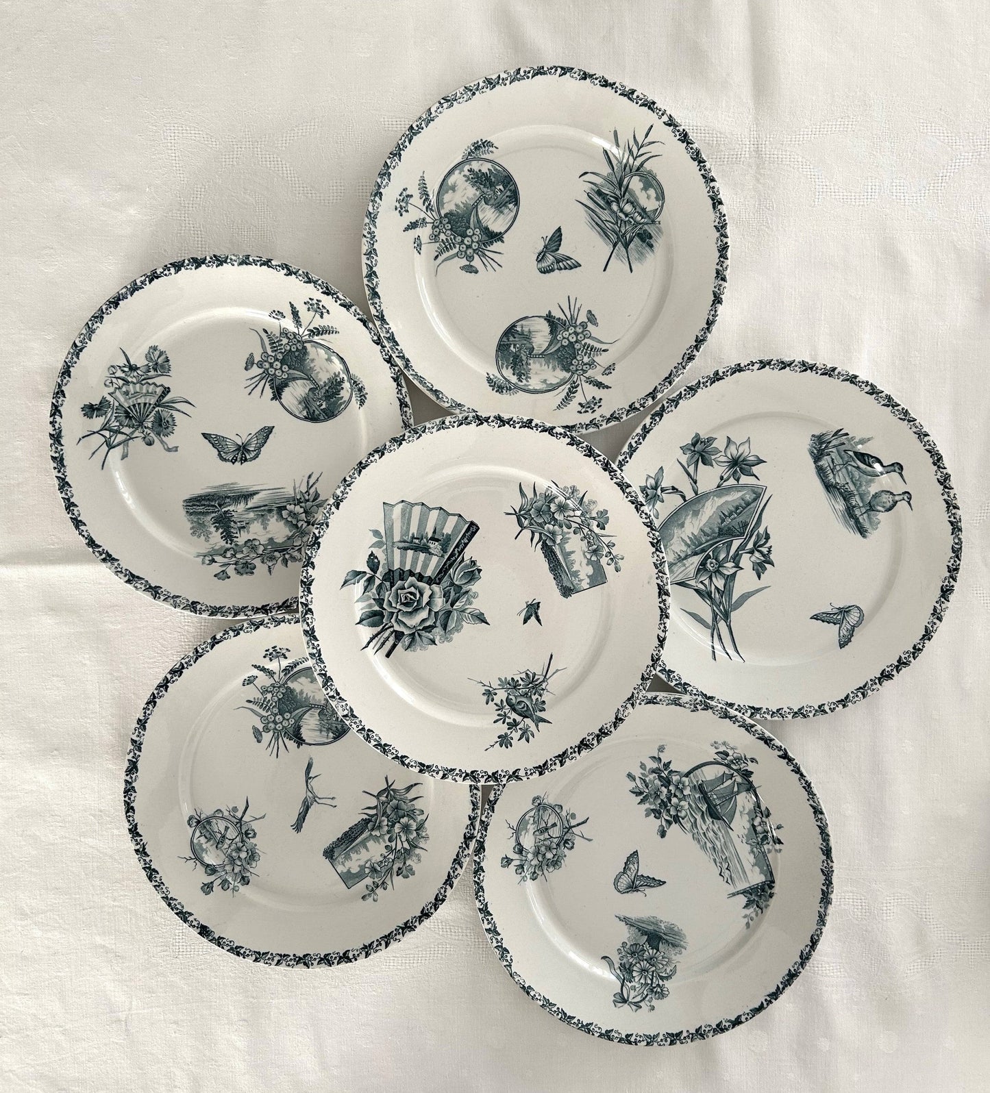 Ensemble de 6 assiettes plates - Écran - Badonviller - La Brocanterie d'Estelle
