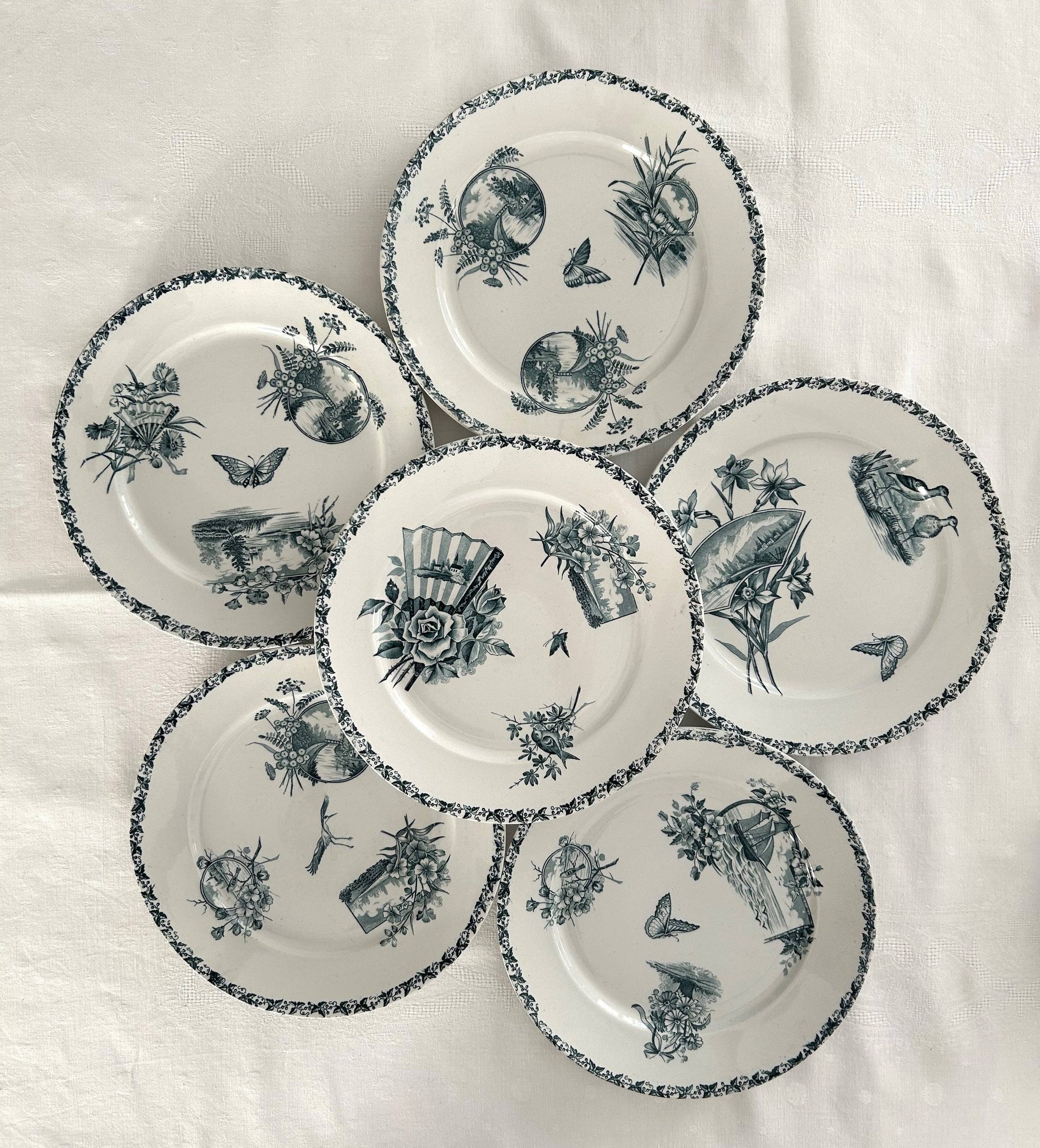 Ensemble de 6 assiettes plates - Écran - Badonviller - La Brocanterie d'Estelle