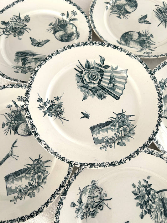 Ensemble de 6 assiettes plates - Écran - Badonviller - La Brocanterie d'Estelle