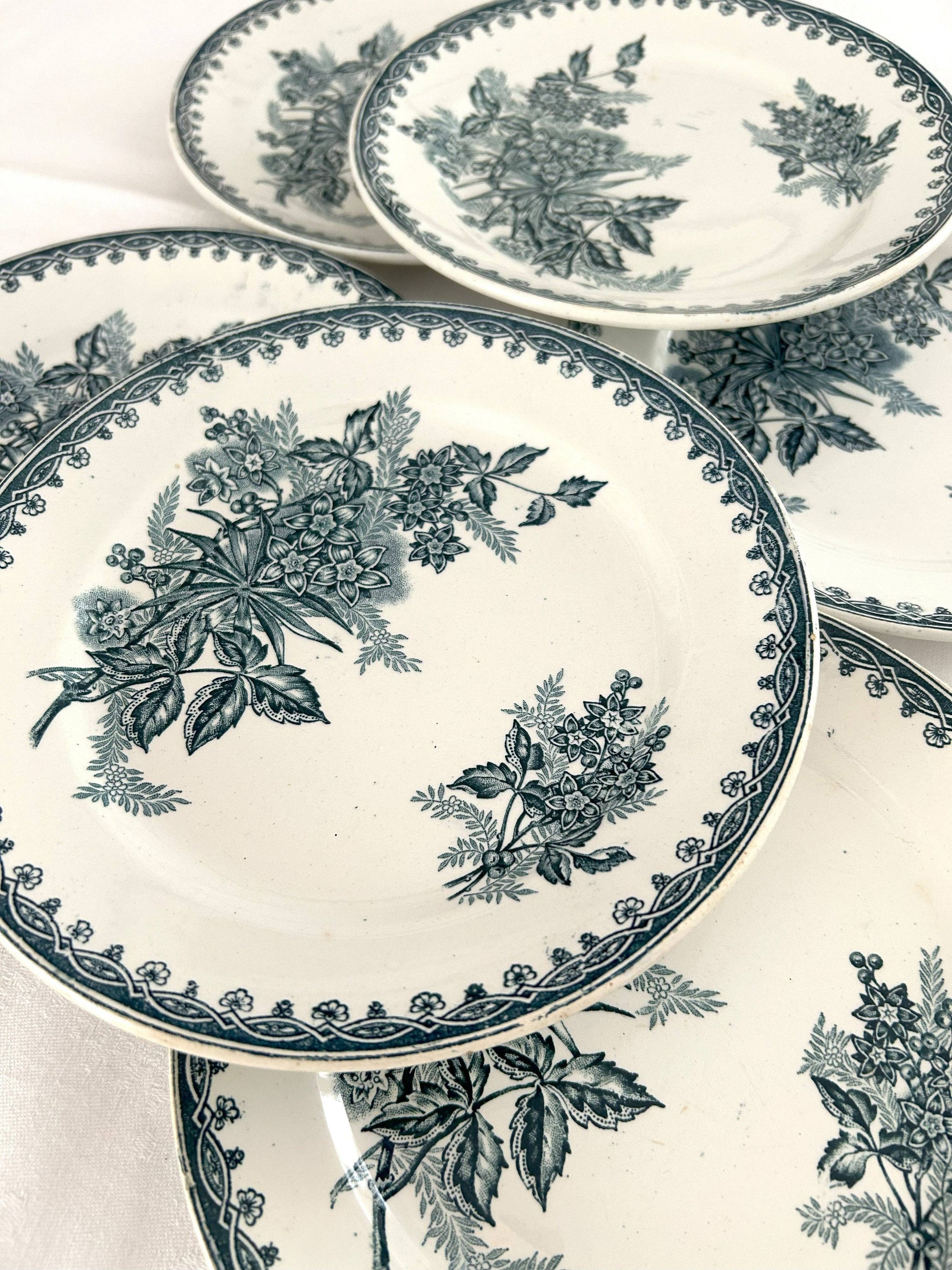Ensemble de 6 assiettes plates - Margot - Terre de fer - St Amandinoise - La Brocanterie d'Estelle