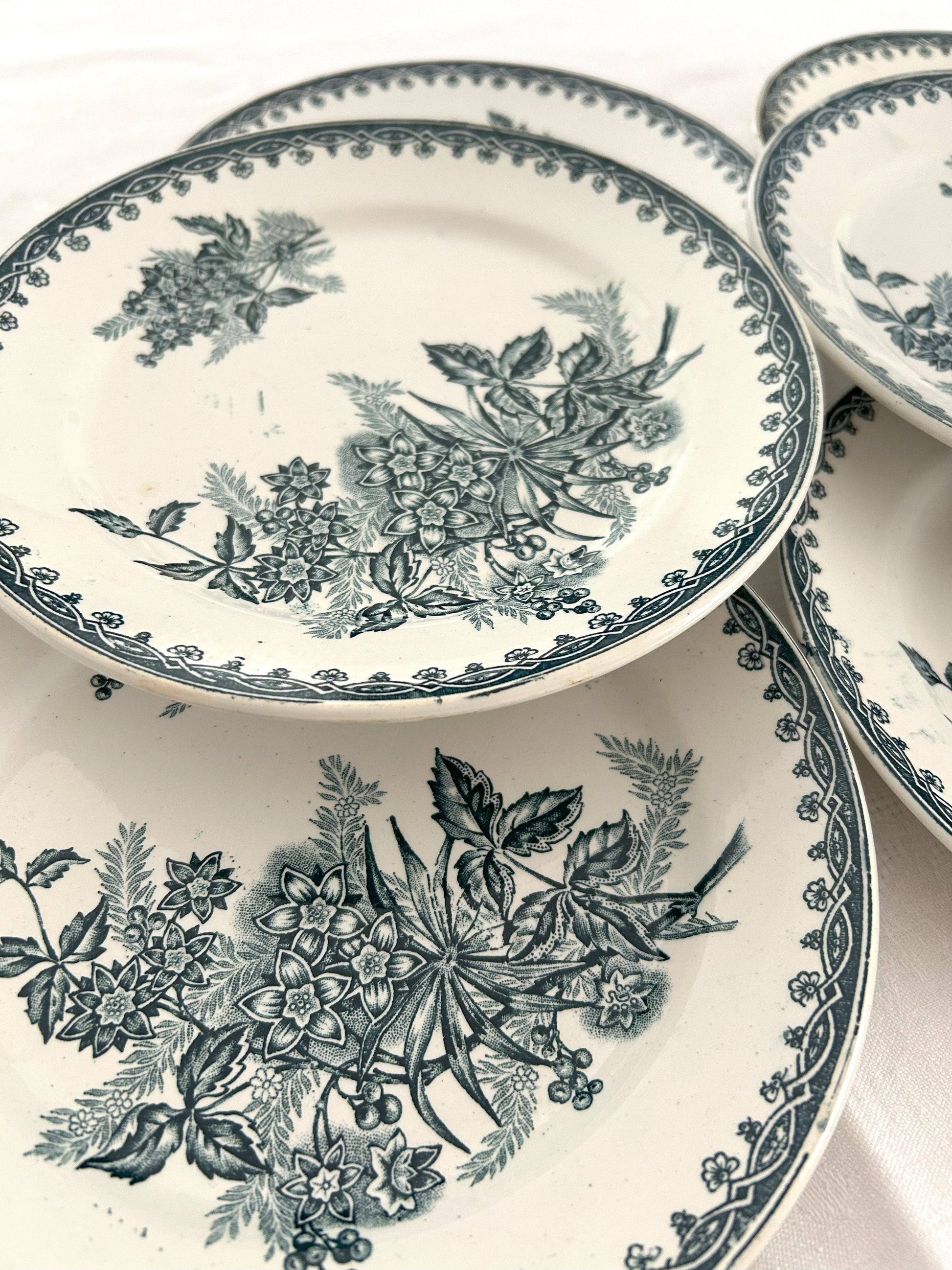 Ensemble de 6 assiettes plates - Margot - Terre de fer - St Amandinoise - La Brocanterie d'Estelle