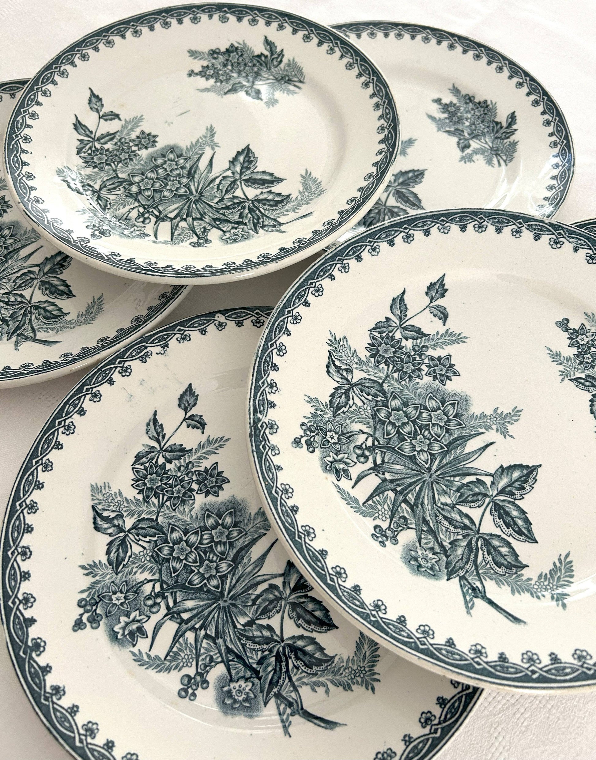 Ensemble de 6 assiettes plates - Margot - Terre de fer - St Amandinoise - La Brocanterie d'Estelle