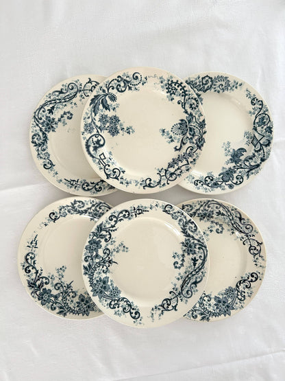 Ensemble de 6 assiettes plates - Sévigné - Terre de fer - HB & Cie Choisy-le-Roi - La Brocanterie d'Estelle