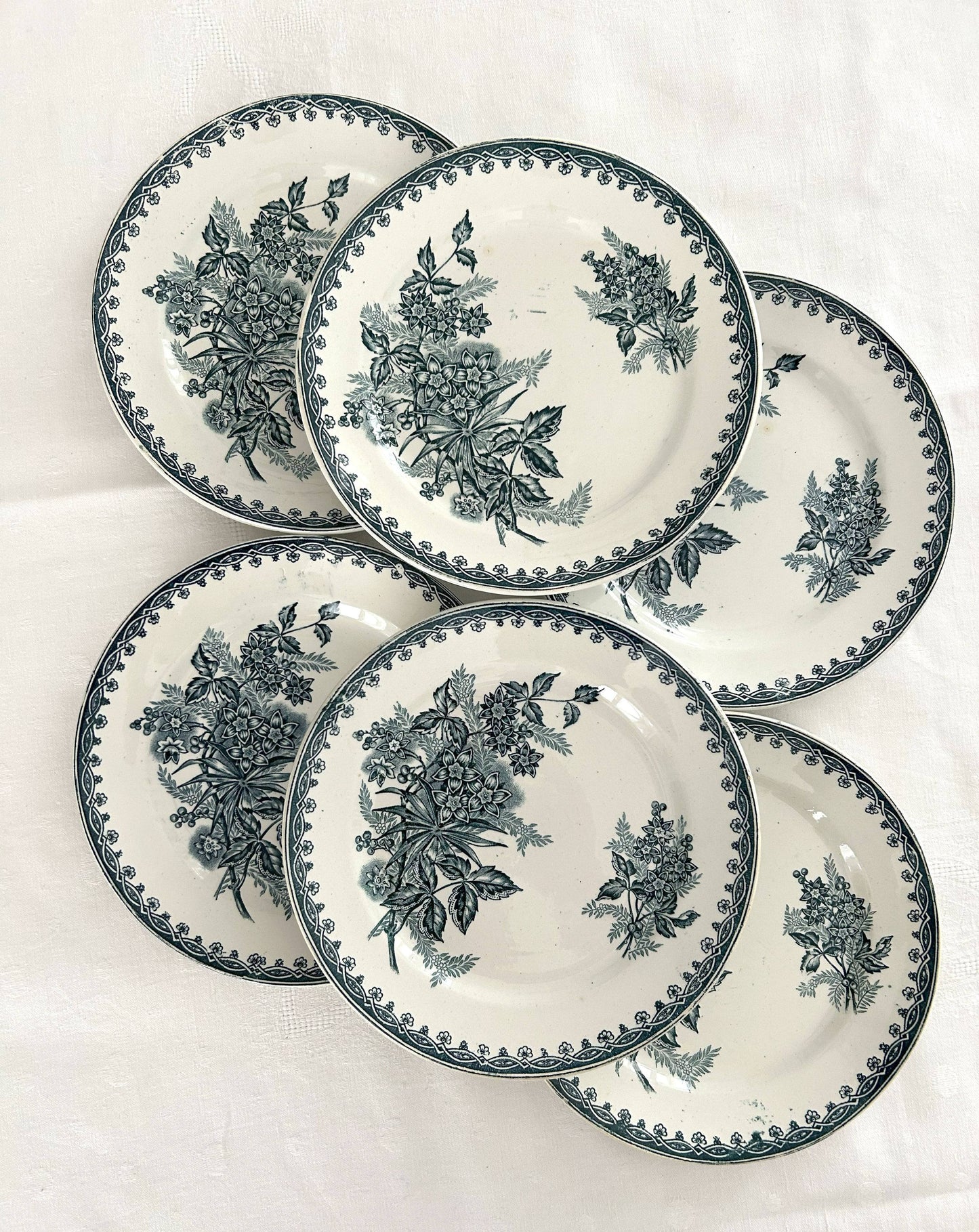 Ensemble de 6 assiettes plates - Margot - Terre de fer - St Amandinoise - La Brocanterie d'Estelle