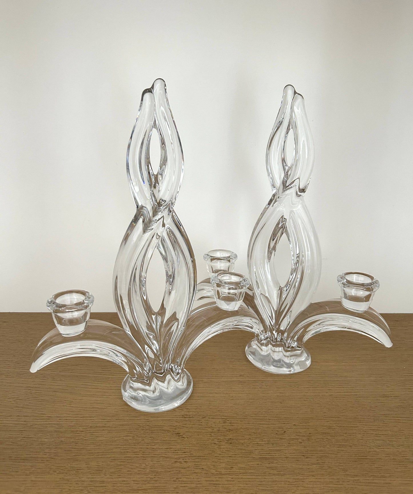Paire de bougeoirs en cristal - Art de Vannes - La Brocanterie d'Estelle