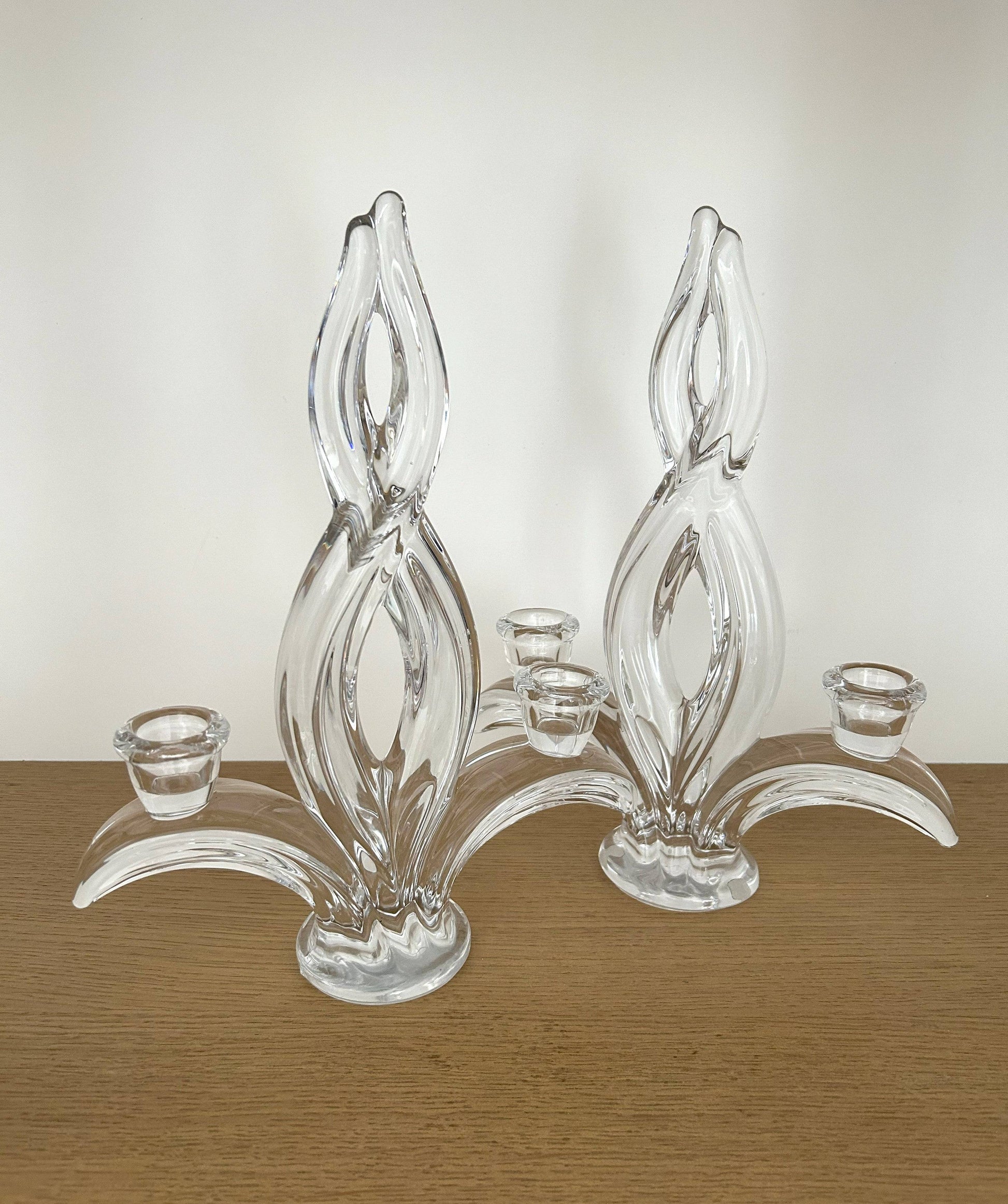 Paire de bougeoirs en cristal - Art de Vannes - La Brocanterie d'Estelle