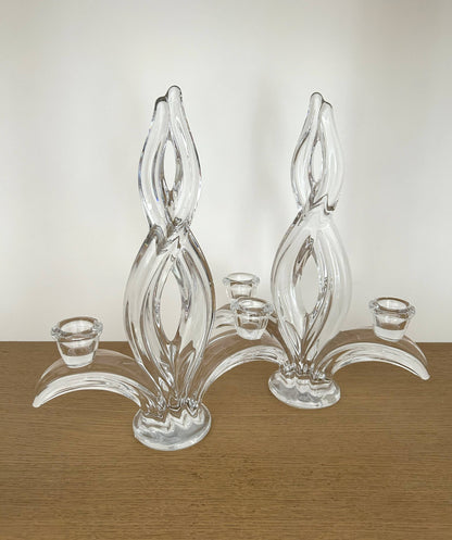 Paire de bougeoirs en cristal - Art de Vannes - La Brocanterie d'Estelle
