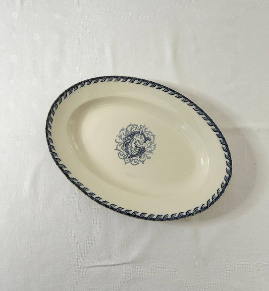 Plat ovale - Monogramme G - Terre de fer - K&G Lunéville - La Brocanterie d'Estelle