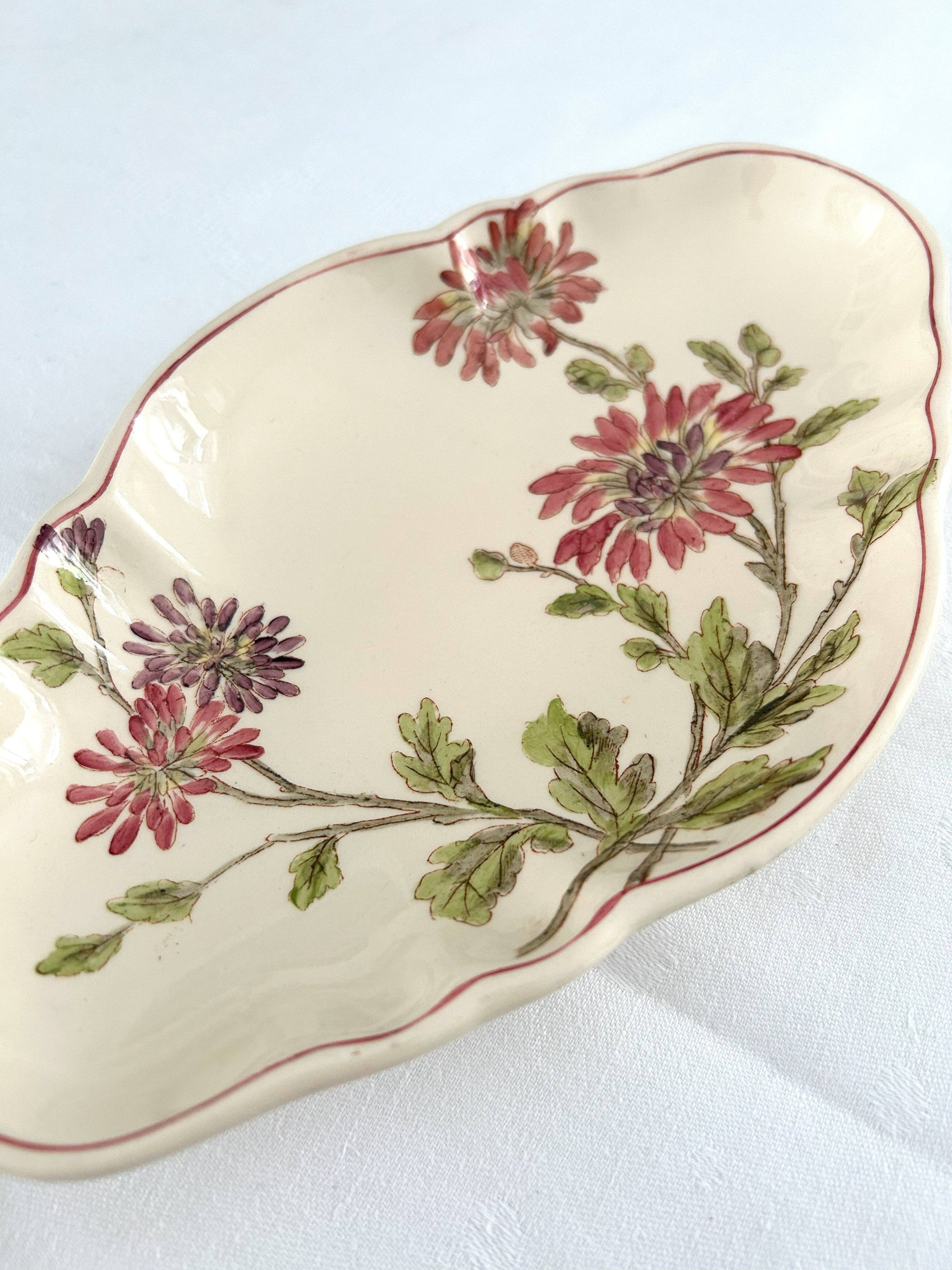 Grand ravier - Chrysanthèmes - Terre de fer - Longchamp - La Brocanterie d'Estelle